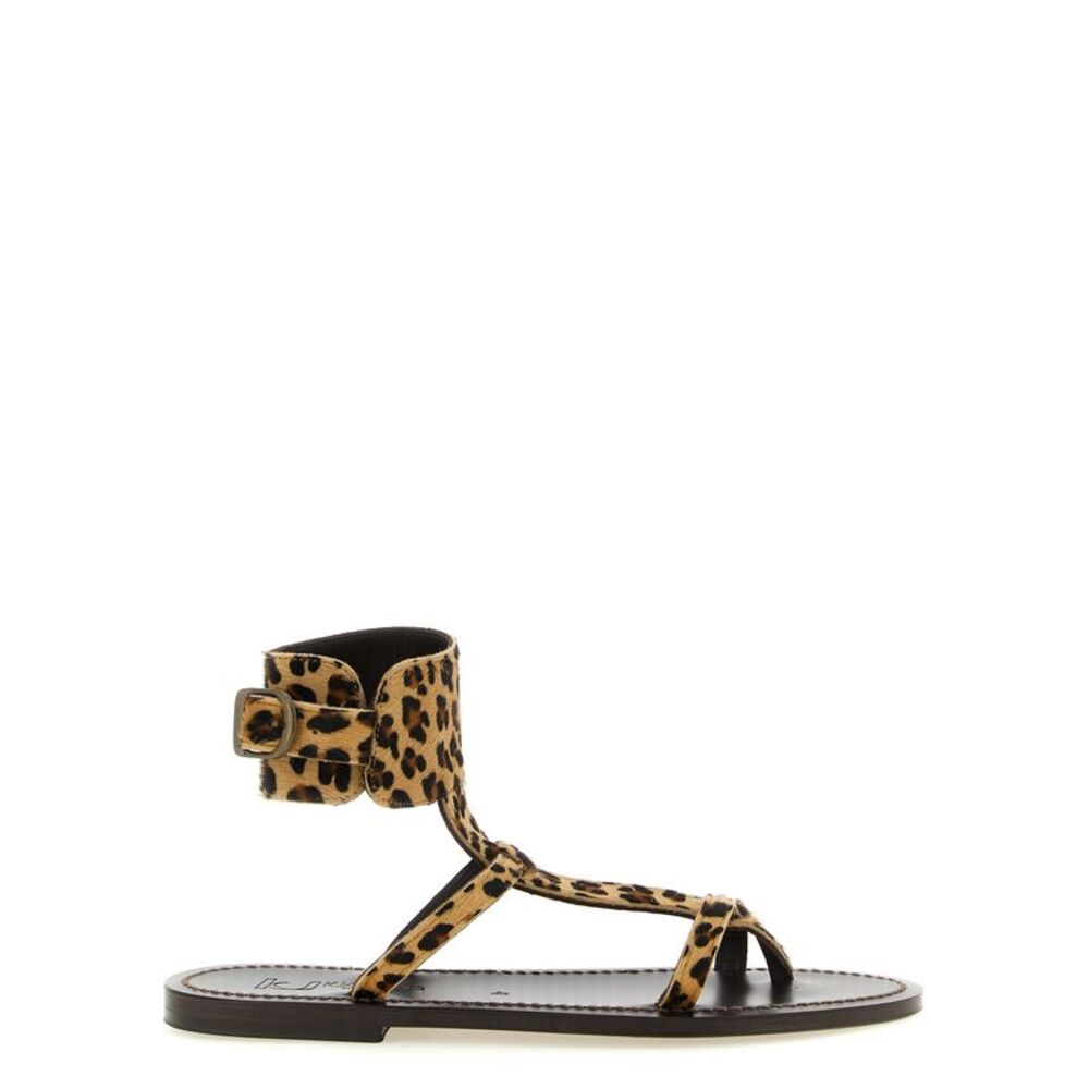 K.JACQUES SAINT TROPEZ Brown Cowhide Flat Women's Sandals